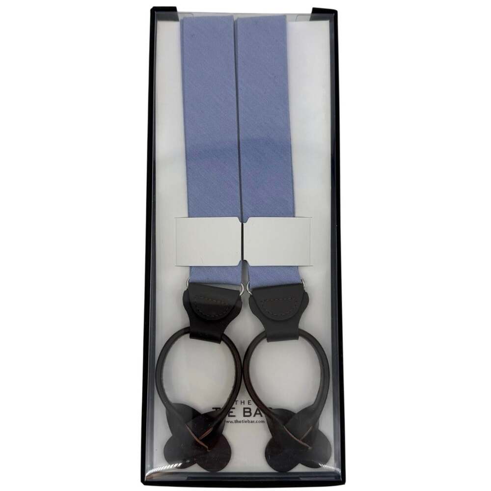 The Tie Bar Mens Suspenders Blue Loop End Button Adjustable NWT
